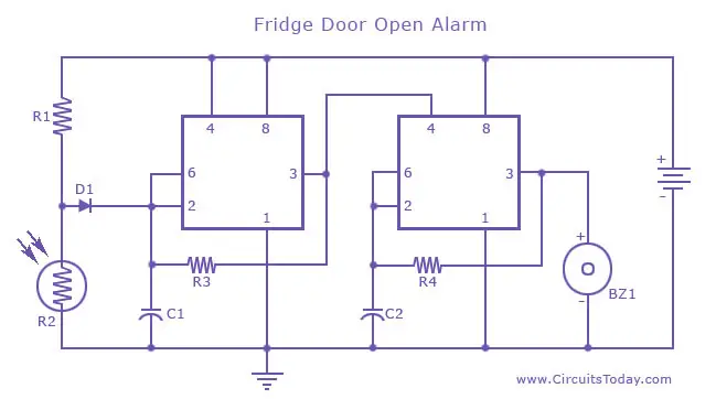 Fridge-Door Open Alarm Circuit Project EEWeb