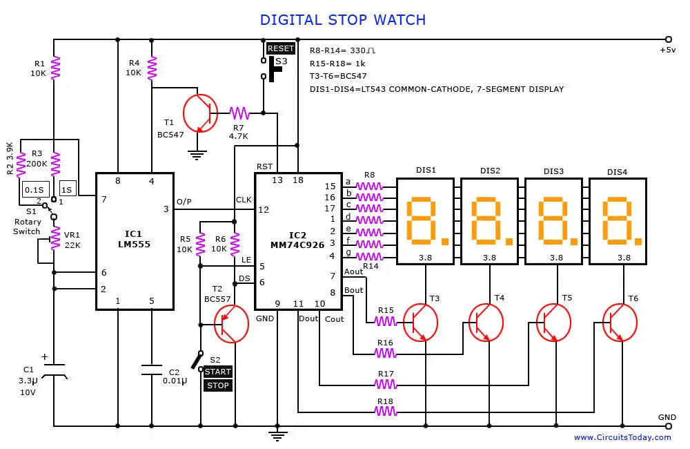 Digital Stop watch circuit