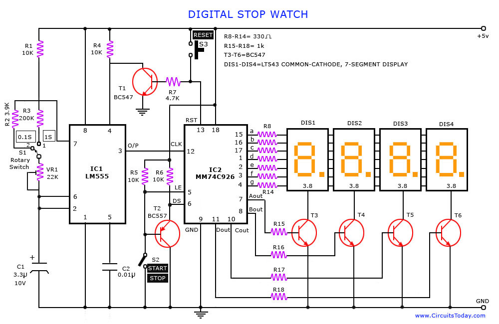 Digital Clock Using 555 Timer Schematic Dancing Light Using