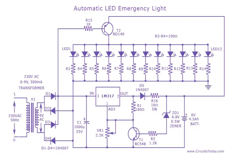 12v Emergency Light Circuit - Automatic Led Emergency Light - 12v Emergency Light Circuit