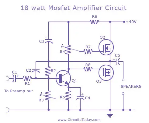 18 watt mosfet amplifier circuit