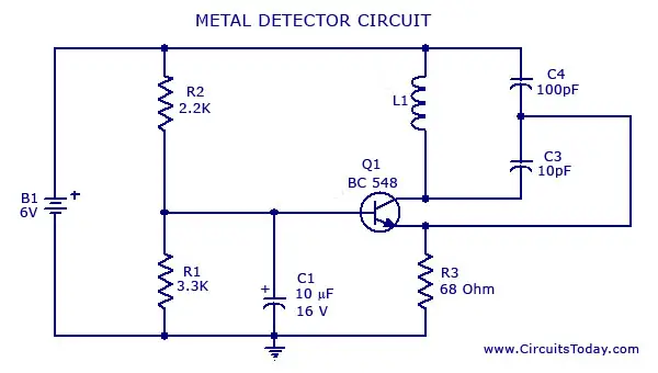 Metal Detector Circuit with Diagram and Schematic