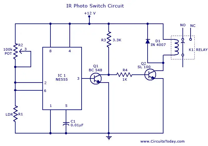 Leakage Detec   tion Using Infra Red Circuit Diagram - Circuit Diagram And Parts List Photo Switch Circuit Infra Red - Leakage Detection Using Infra Red Circuit Diagram