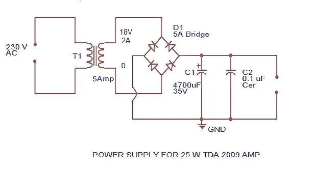 Power Amplifier Circuit Diagram and Schematics for 25