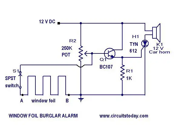 Burglar Alarm Circuit Diagram with Parts List .