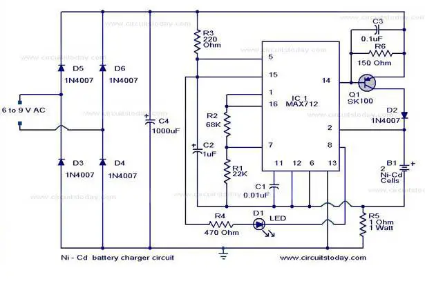 Ni-Cd Battery Charger Circuit Diagram