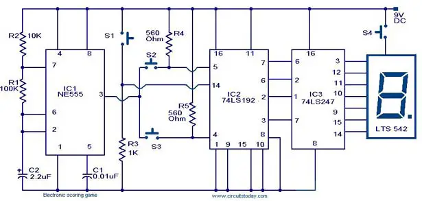 LED Chaser Provides Three Game Functions Circuit Diagram | circuit diagrams games  