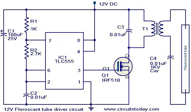 12 V Florescent lamp driver circuit