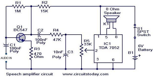 Speaker Circuit Diagram - Speech Amplifier Circuit - Speaker Circuit Diagram