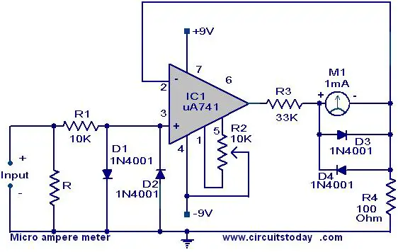 inductance meter circuit. Micro ampere meter circuit