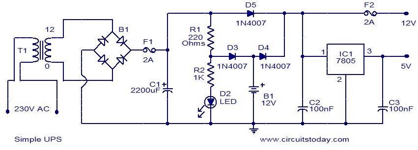 Mini Ups Project Circuit - Simple Ups Circuit - Mini Ups Project Circuit