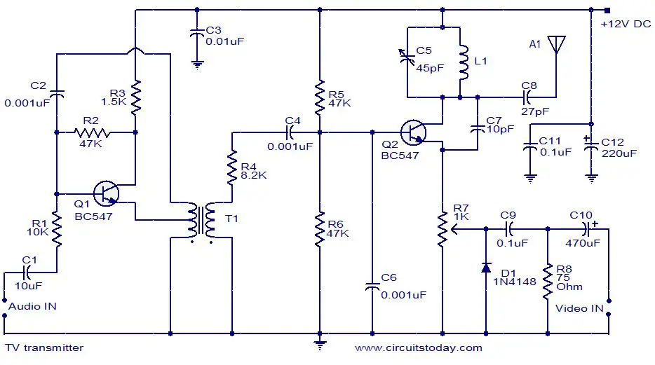 Internal Tv Antenna Schematic Diagram - Tv Transmitter Circuit - Internal Tv Antenna Schematic Diagram