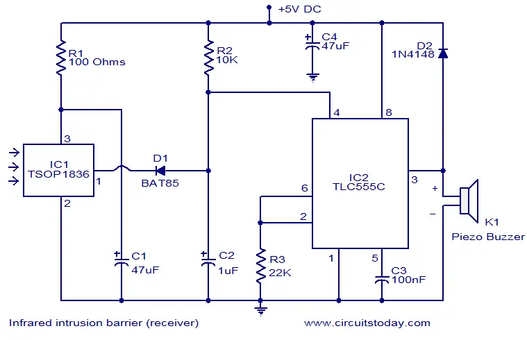 Leakage Detection Using Infra Red Circuit Diagram - Infrared Intrusion Barrier Receiver - Leakage Detection Using Infra Red Circuit Diagram