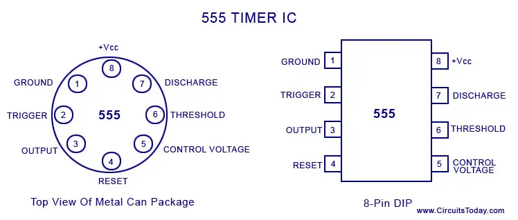 555 timer ic pin configuration and diagram