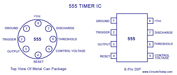 555-Timer-IC 555 timer ic pin configuration and diagram