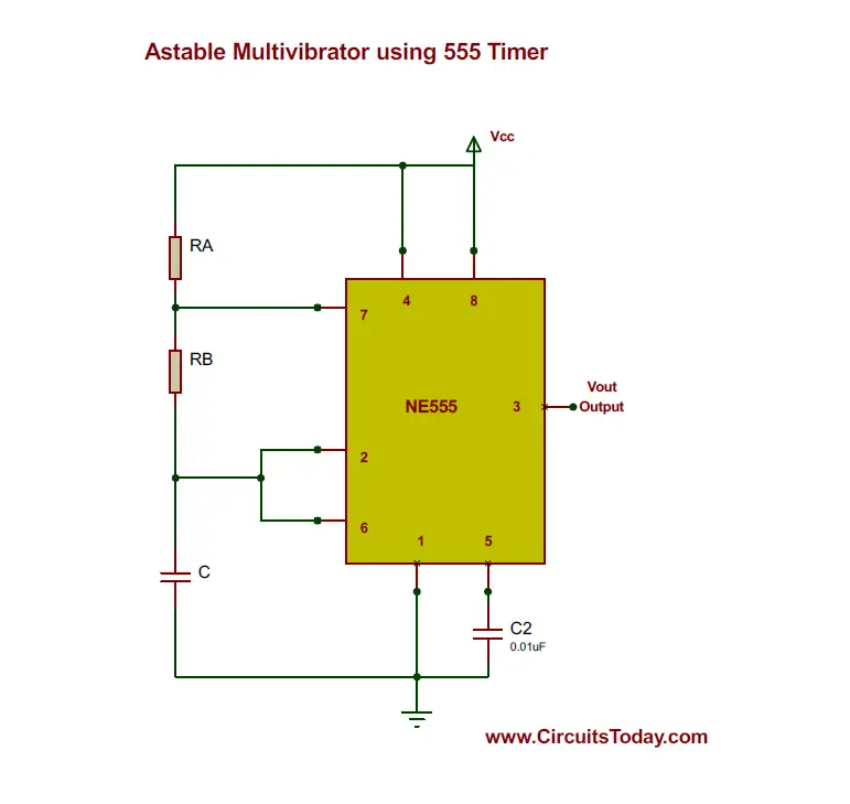 Astable Multivibrator using 555 Timer