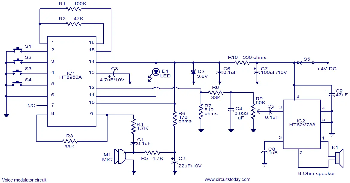 Voice modulator circuit - Electronic Circuits and Diagrams-Electronic