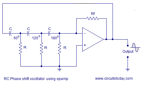 phase shift oscillator using opamp