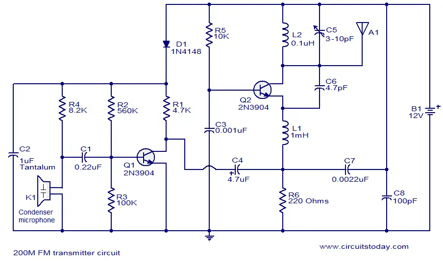 200M FM transmitter circuit