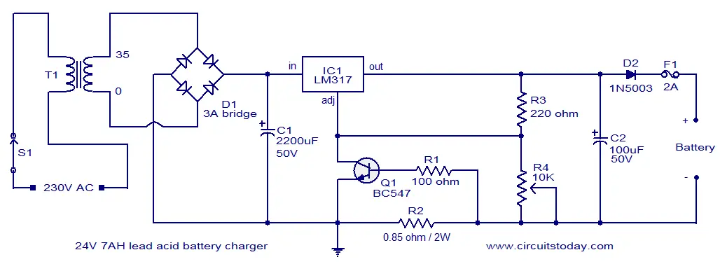 Acid Battery Charger 24V Circuits