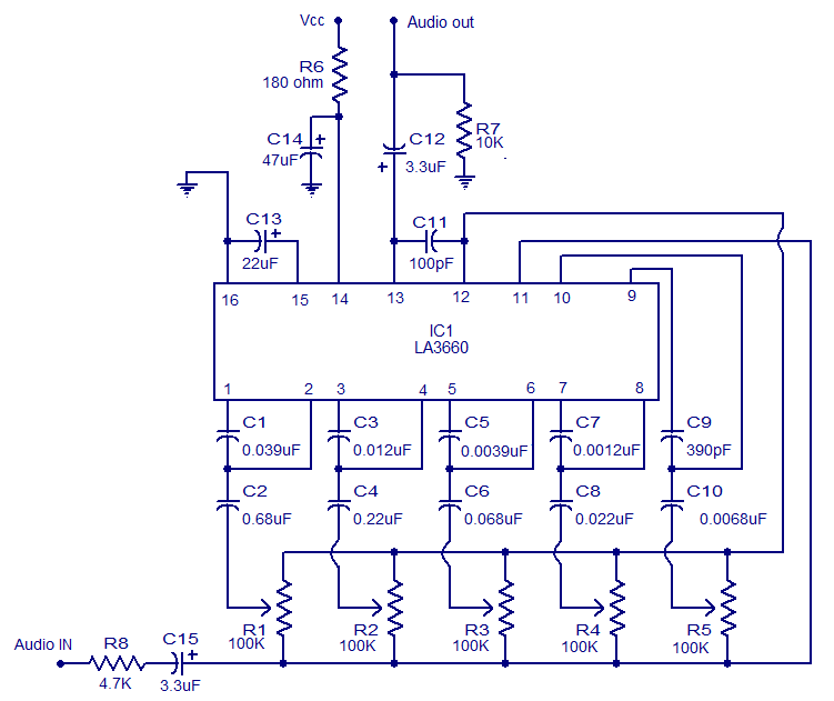 5 band graphic equaliser circuit