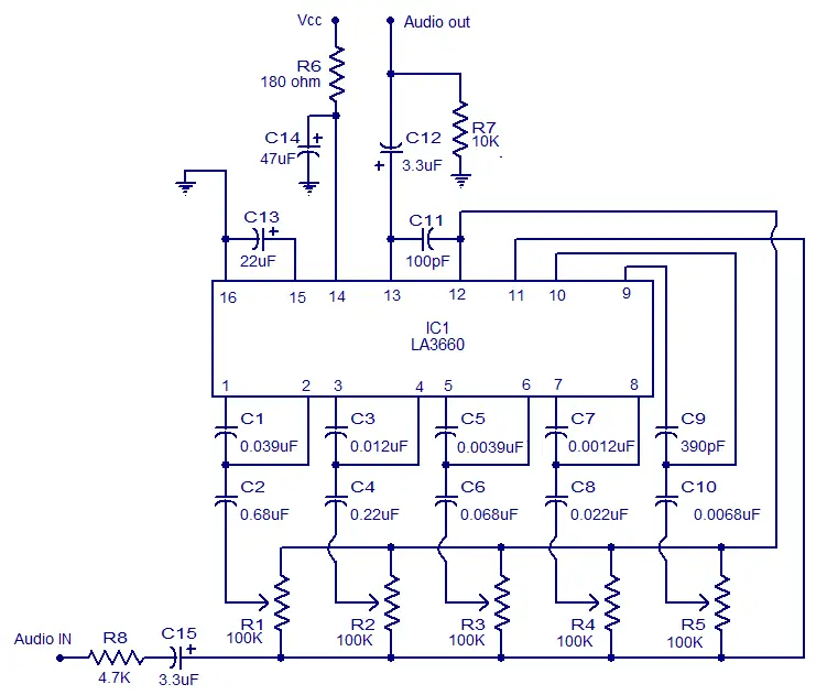 5 band graphic equalizer using LA3600 - Electronic Circuits and ...