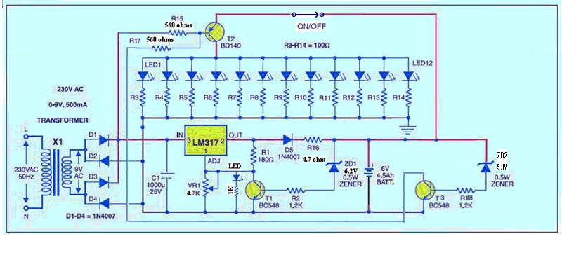 LED Emergency Light with Under Voltage Cut-Off Protection