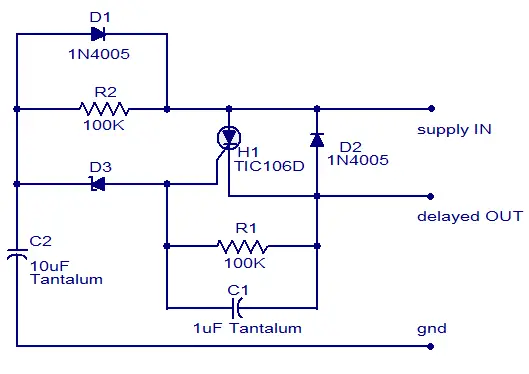 Simple DC power delay circuit