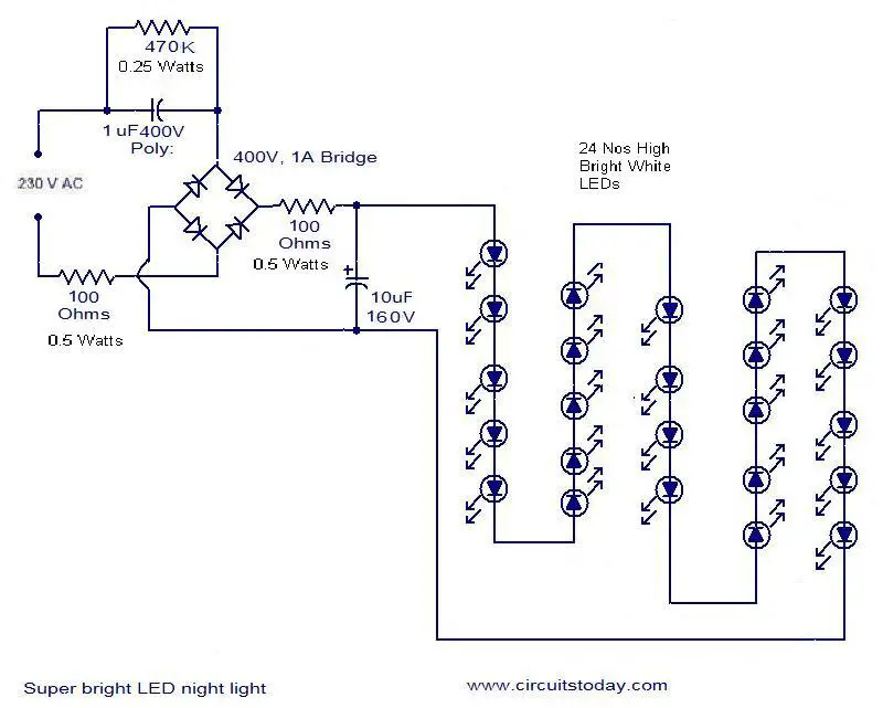 Simple Led Circuit Diagram Mains operated led circuit – electronic 