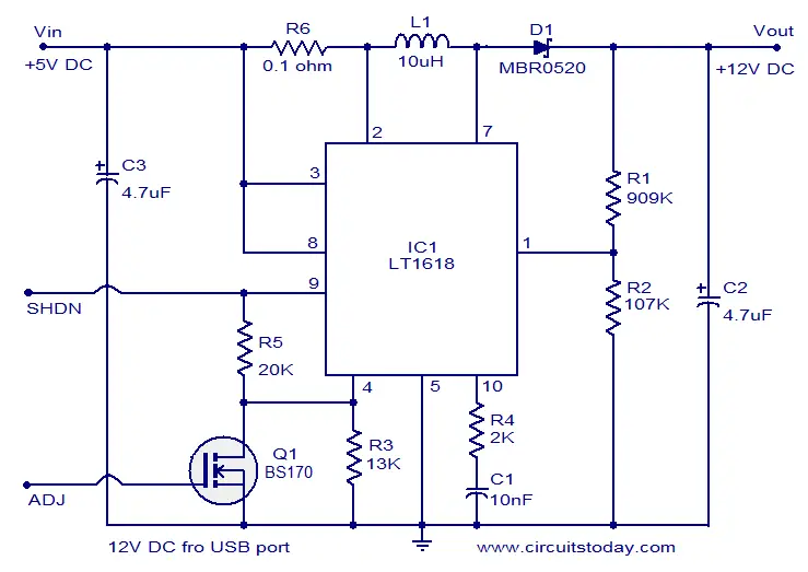 5volts to 12 volts voltage converter