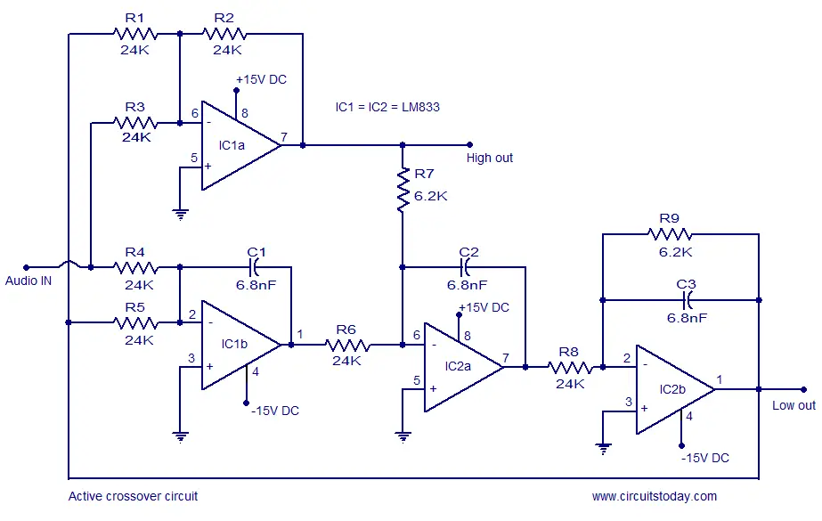 Audio Crossover Circuit - Other Popular Audio Related Circuits That May Interest You - Audio Crossover Circuit
