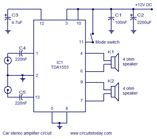 Car Stereo Amplifier Circuit - Diagram and Schematics ...