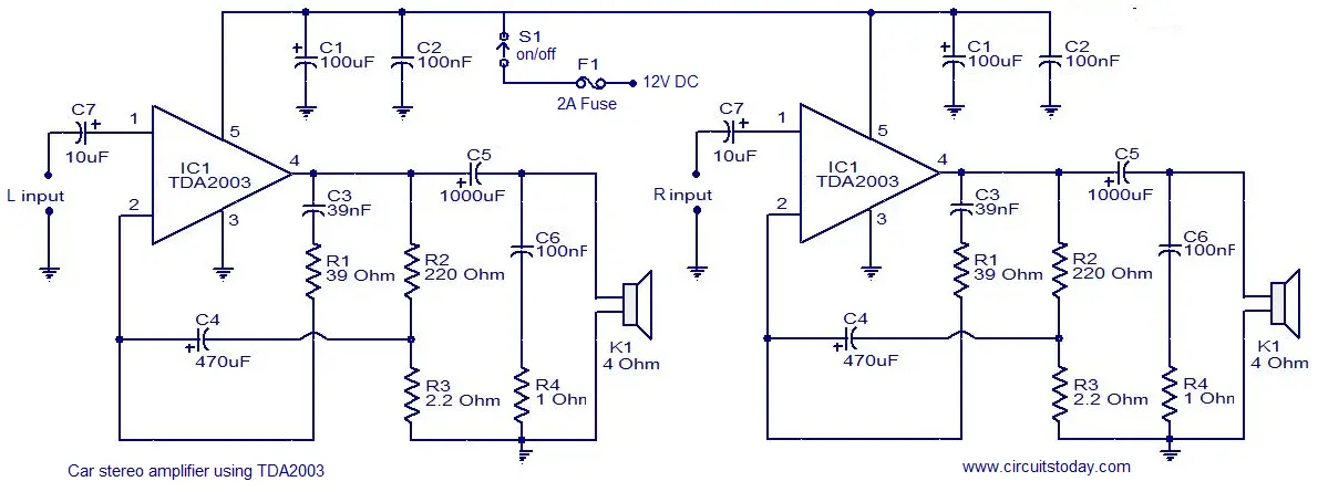 TDA2003 Car audio amplifier circuit and explanation ...