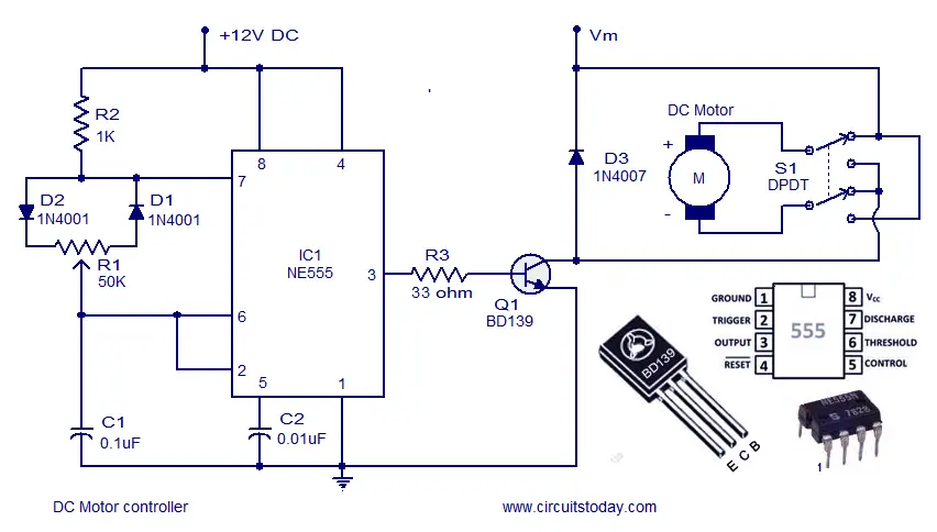 DC Motor Speed Control Circuit Diagram