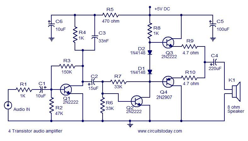 Transistors Power Amp Circuit - Class Ab Amplifier Circuit - Transistors Power Amp Circuit