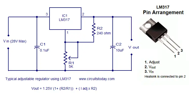 Few LM317 Voltage regulator circuits that has a lot of ...
