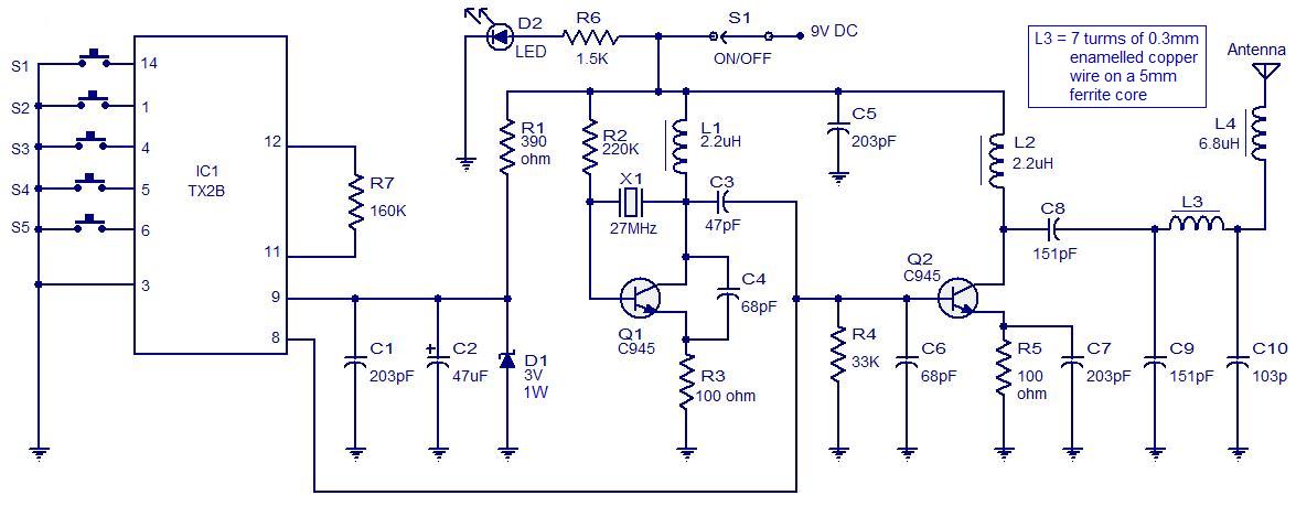 radio remote control transmitter ciruit