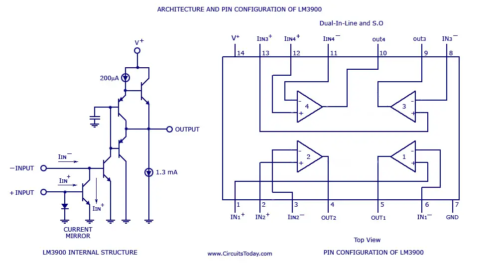 Muti-channel audio mixer circuit based on LM3900 IC. Four ...