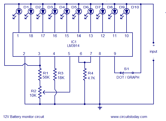 Battery Level Indicator Circuit Diagram on Wiring Diagrams Indicator 