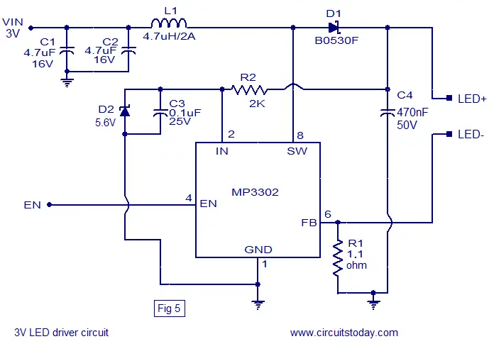LED driver based on MP3302 LED driver IC. Working circuit ...