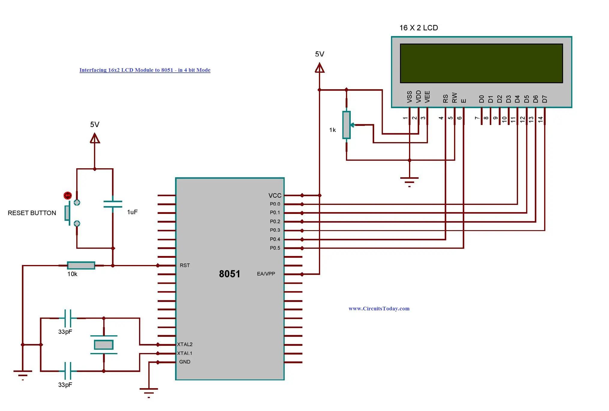 How To Interface 16x2 Lcd With 8051 Microcontroller