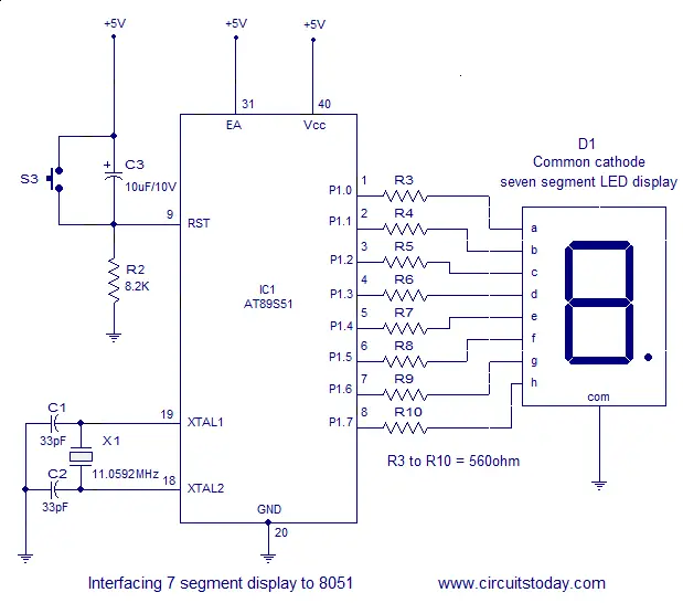 interfacing 7 segment display to Atmel AT89S51