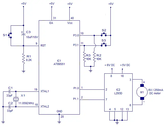 bi directional DC motor push button controlled