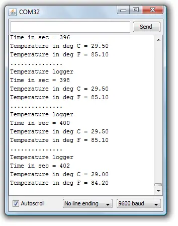 Temperature logger using arduino. LM35 is the temperature ...