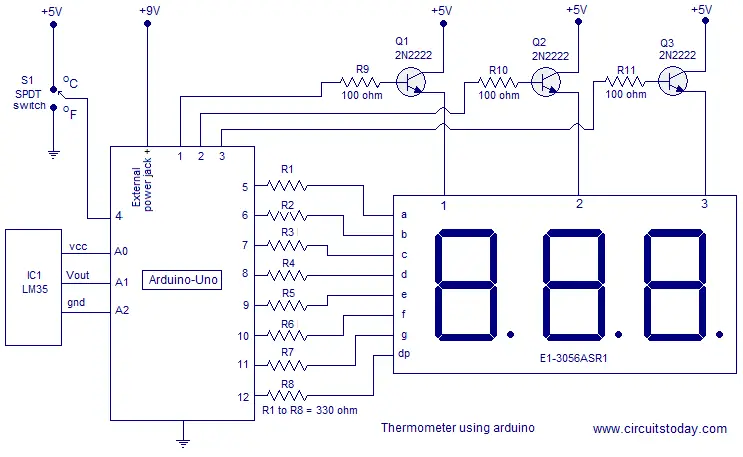 digital thermometer using arduino