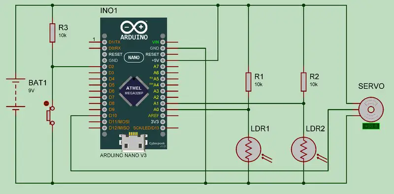 Arduino Solar Tracker - Circuit Diagram