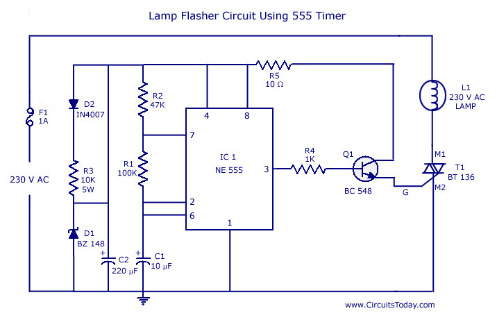 Lamp Flasher Circuit Using 555 Timer Lamp Flasher Circuit Using 555 Timer