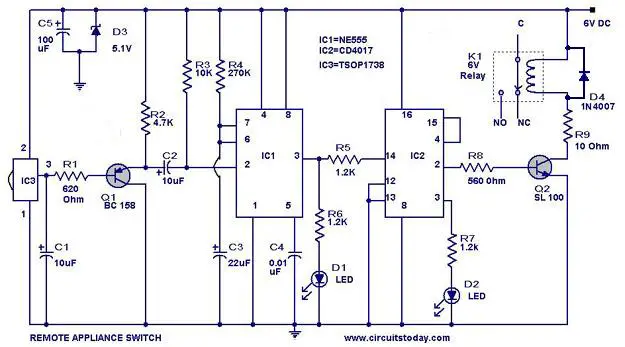 Remote Controlled Switch Circuit For Appliances