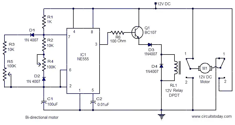 Bi-directional motor - Electronic Circuits and Diagrams ... dc winch motor wiring diagram 