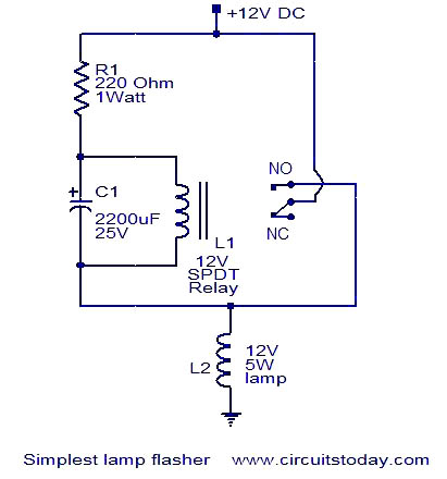 Simplest lamp flasher circuit. a 3 wire strobe bulb wiring diagram 